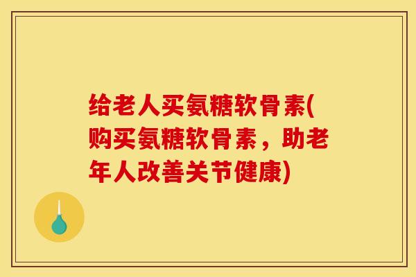 给老人买氨糖软骨素(购买氨糖软骨素，助老年人改善关节健康)