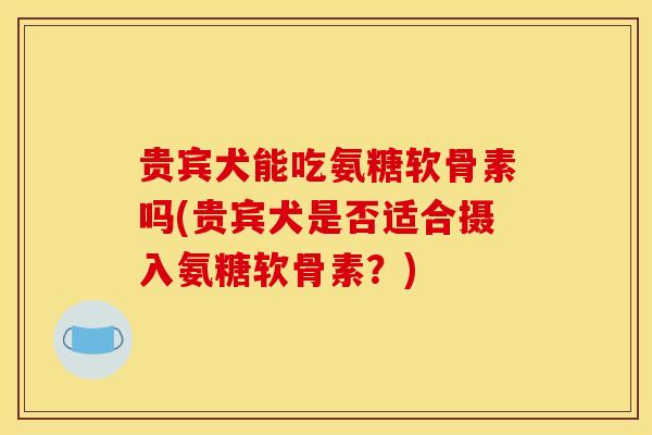 贵宾犬能吃氨糖软骨素吗(贵宾犬是否适合摄入氨糖软骨素？)