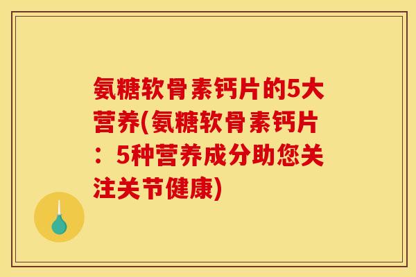 氨糖软骨素钙片的5大营养(氨糖软骨素钙片：5种营养成分助您关注关节健康)