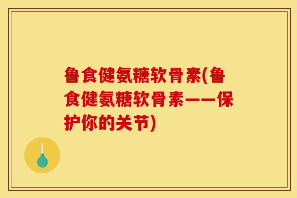 鲁食健氨糖软骨素(鲁食健氨糖软骨素——保护你的关节)