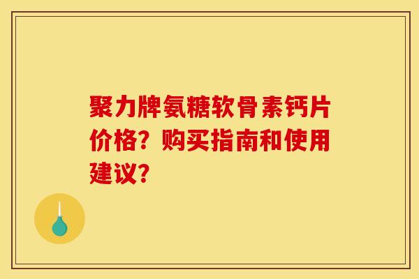 聚力牌氨糖软骨素钙片价格？购买指南和使用建议？