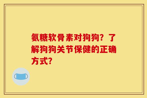 氨糖软骨素对狗狗？了解狗狗关节保健的正确方式？