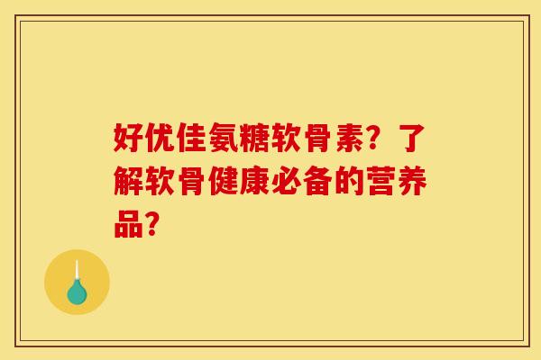 好优佳氨糖软骨素？了解软骨健康必备的营养品？