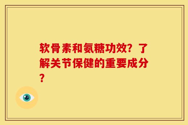 软骨素和氨糖功效？了解关节保健的重要成分？