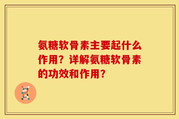 氨糖软骨素主要起什么作用？详解氨糖软骨素的功效和作用？