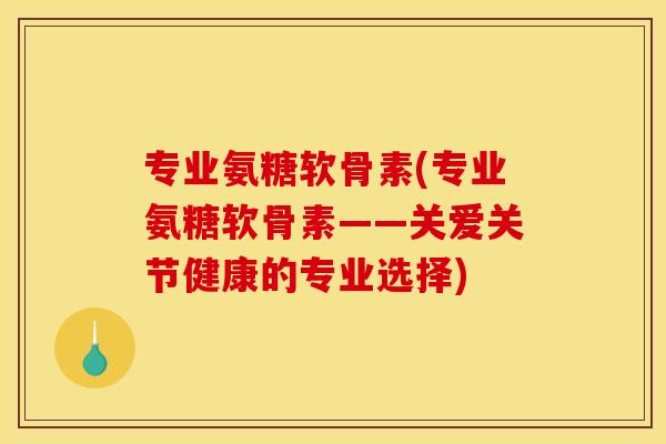 专业氨糖软骨素(专业氨糖软骨素——关爱关节健康的专业选择)