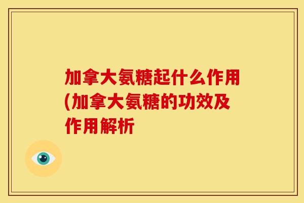 加拿大氨糖起什么作用(加拿大氨糖的功效及作用解析