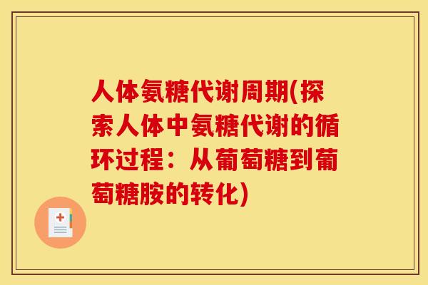 人体氨糖代谢周期(探索人体中氨糖代谢的循环过程：从葡萄糖到葡萄糖胺的转化)