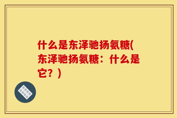 什么是东泽驰扬氨糖(东泽驰扬氨糖：什么是它？)