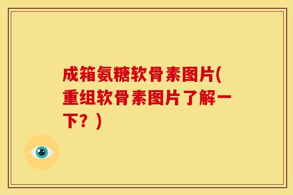 成箱氨糖软骨素图片(重组软骨素图片了解一下？)