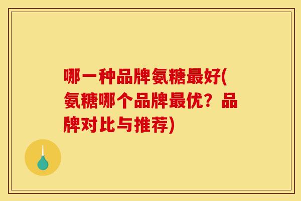 哪一种品牌氨糖最好(氨糖哪个品牌最优？品牌对比与推荐)