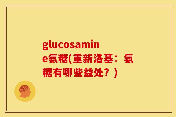 glucosamine氨糖(重新洛基：氨糖有哪些益处？)
