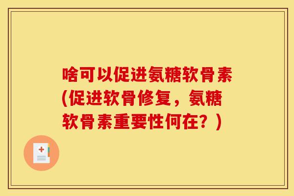 啥可以促进氨糖软骨素(促进软骨修复，氨糖软骨素重要性何在？)