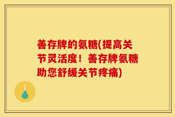 善存牌的氨糖(提高关节灵活度！善存牌氨糖助您舒缓关节疼痛)