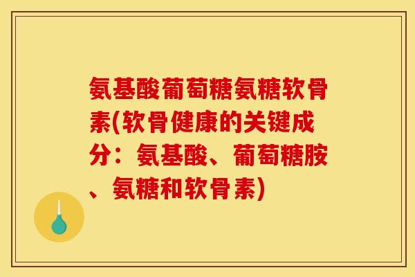 氨基酸葡萄糖氨糖软骨素(软骨健康的关键成分：氨基酸、葡萄糖胺、氨糖和软骨素)