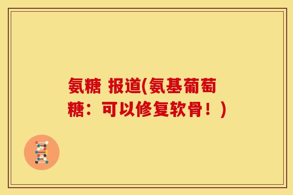 氨糖 报道(氨基葡萄糖：可以修复软骨！)
