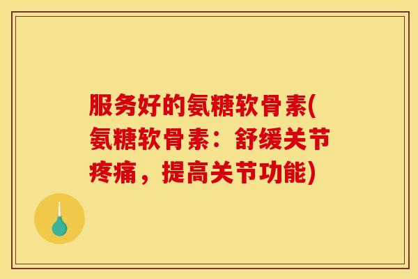 服务好的氨糖软骨素(氨糖软骨素：舒缓关节疼痛，提高关节功能)