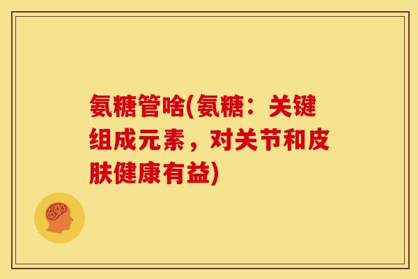 氨糖管啥(氨糖：关键组成元素，对关节和皮肤健康有益)
