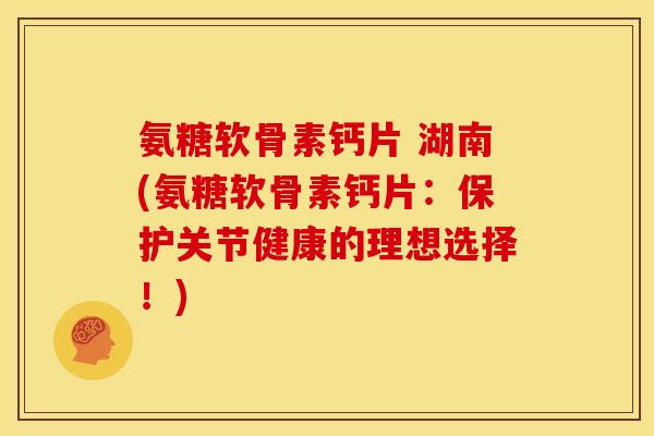 氨糖软骨素钙片 湖南(氨糖软骨素钙片：保护关节健康的理想选择！)
