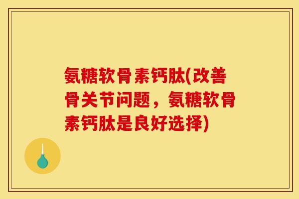 氨糖软骨素钙肽(改善骨关节问题，氨糖软骨素钙肽是良好选择)