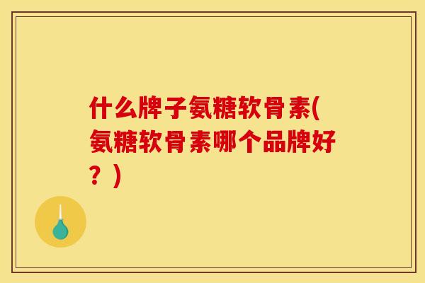 什么牌子氨糖软骨素(氨糖软骨素哪个品牌好？)