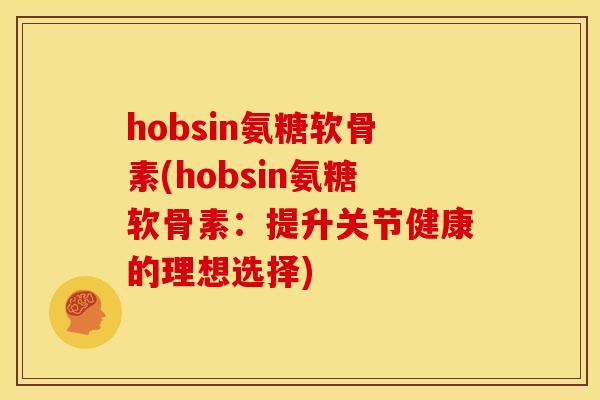 hobsin氨糖软骨素(hobsin氨糖软骨素：提升关节健康的理想选择)
