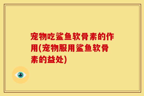 宠物吃鲨鱼软骨素的作用(宠物服用鲨鱼软骨素的益处)