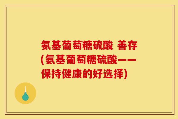氨基葡萄糖硫酸 善存(氨基葡萄糖硫酸——保持健康的好选择)