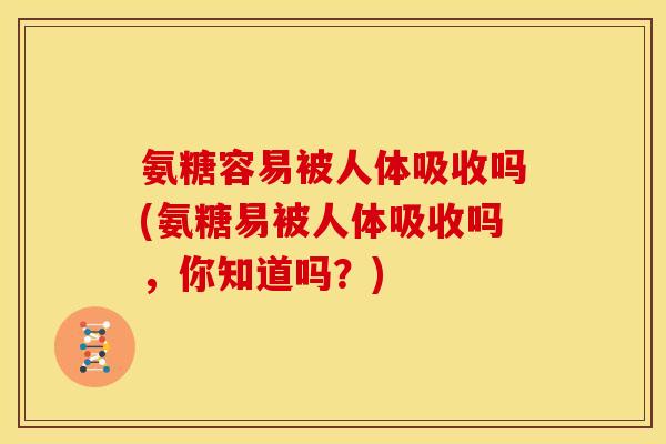 氨糖容易被人体吸收吗(氨糖易被人体吸收吗，你知道吗？)