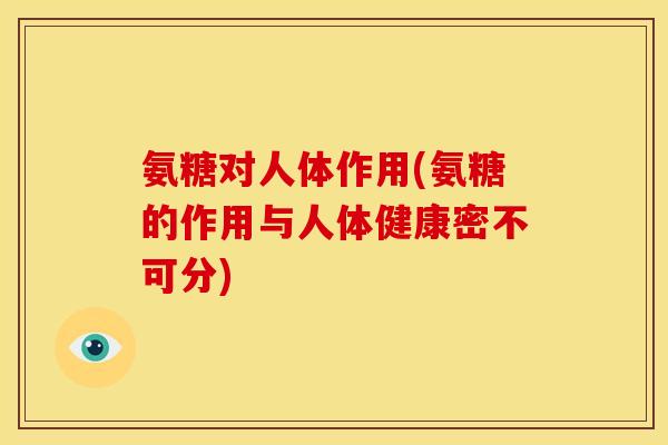 氨糖对人体作用(氨糖的作用与人体健康密不可分)