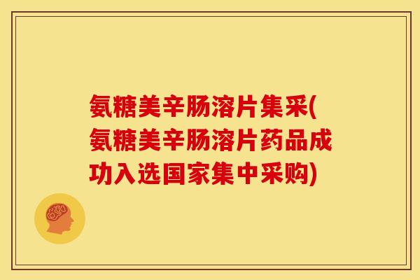 氨糖美辛肠溶片集采(氨糖美辛肠溶片药品成功入选国家集中采购)