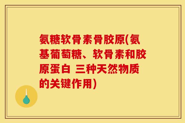 氨糖软骨素骨胶原(氨基葡萄糖、软骨素和胶原蛋白 三种天然物质的关键作用)