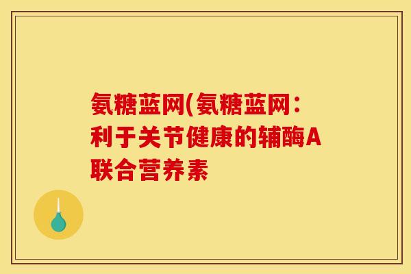 氨糖蓝网(氨糖蓝网：利于关节健康的辅酶A联合营养素
