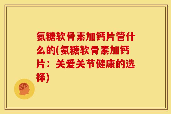 氨糖软骨素加钙片管什么的(氨糖软骨素加钙片：关爱关节健康的选择)