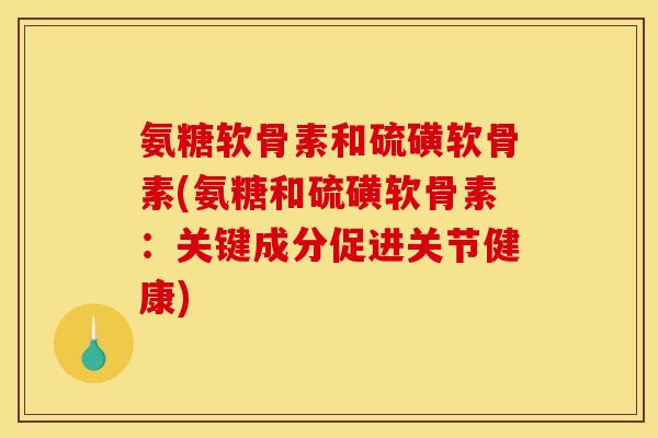 氨糖软骨素和硫磺软骨素(氨糖和硫磺软骨素：关键成分促进关节健康)