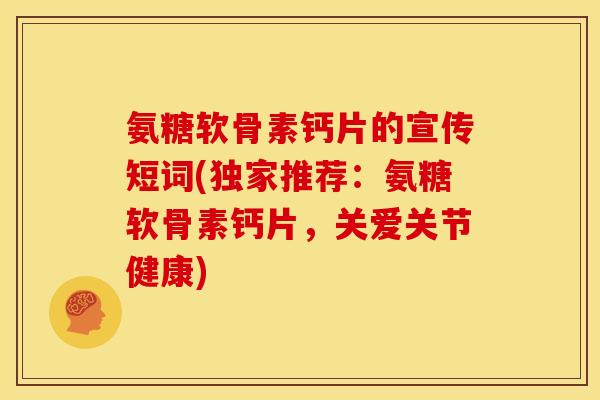 氨糖软骨素钙片的宣传短词(独家推荐：氨糖软骨素钙片，关爱关节健康)