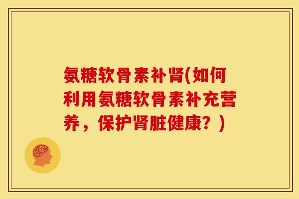 氨糖软骨素补肾(如何利用氨糖软骨素补充营养，保护肾脏健康？)