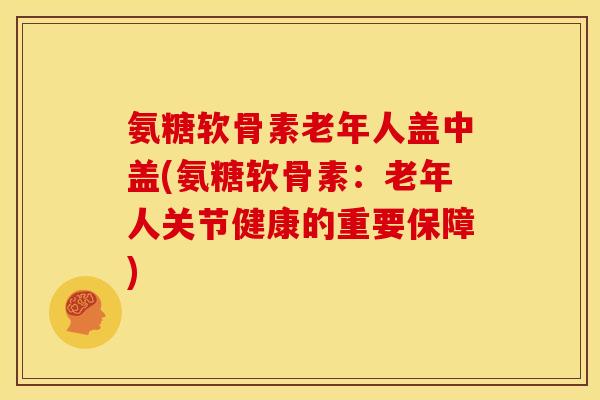 氨糖软骨素老年人盖中盖(氨糖软骨素：老年人关节健康的重要保障)