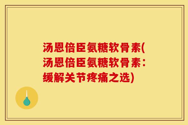 汤恩倍臣氨糖软骨素(汤恩倍臣氨糖软骨素：缓解关节疼痛之选)