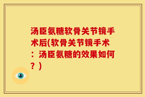汤臣氨糖软骨关节镜手术后(软骨关节镜手术：汤臣氨糖的效果如何？)