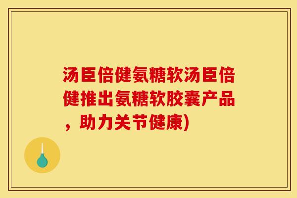 汤臣倍健氨糖软汤臣倍健推出氨糖软胶囊产品，助力关节健康)