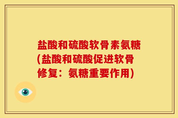盐酸和硫酸软骨素氨糖(盐酸和硫酸促进软骨修复：氨糖重要作用)
