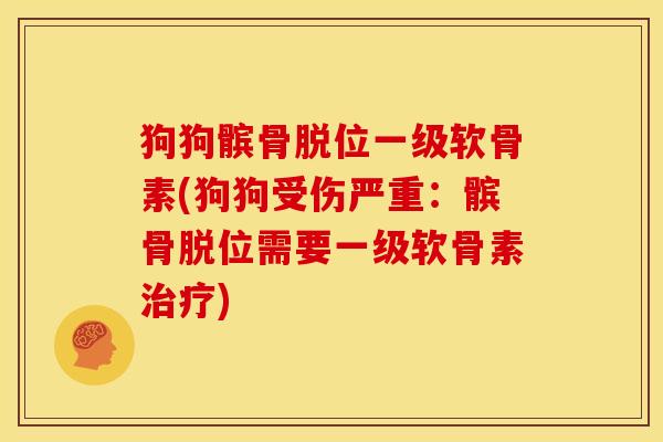 狗狗髌骨脱位一级软骨素(狗狗受伤严重：髌骨脱位需要一级软骨素治疗)