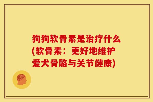 狗狗软骨素是治疗什么(软骨素：更好地维护爱犬骨骼与关节健康)