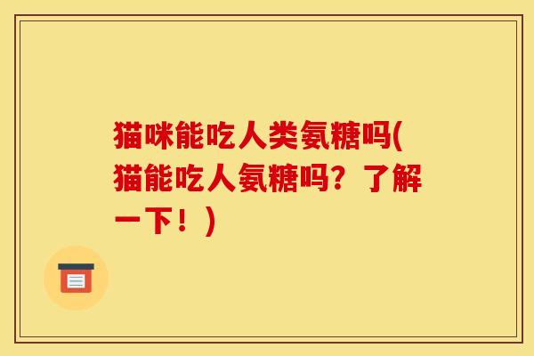 猫咪能吃人类氨糖吗(猫能吃人氨糖吗？了解一下！)
