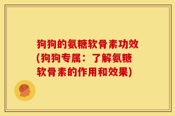 狗狗的氨糖软骨素功效(狗狗专属：了解氨糖软骨素的作用和效果)