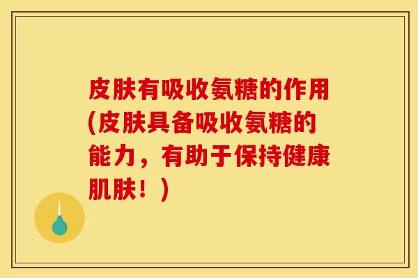 皮肤有吸收氨糖的作用(皮肤具备吸收氨糖的能力，有助于保持健康肌肤！)