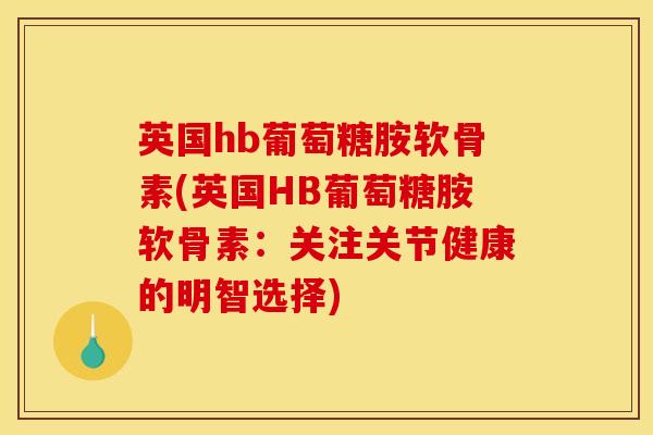 英国hb葡萄糖胺软骨素(英国HB葡萄糖胺软骨素：关注关节健康的明智选择)