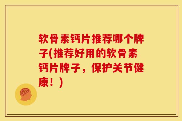 软骨素钙片推荐哪个牌子(推荐好用的软骨素钙片牌子，保护关节健康！)