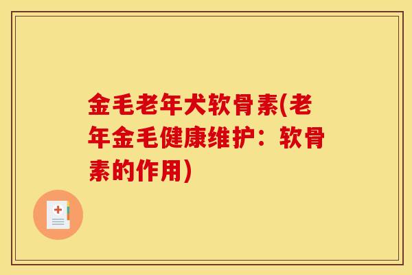 金毛老年犬软骨素(老年金毛健康维护：软骨素的作用)